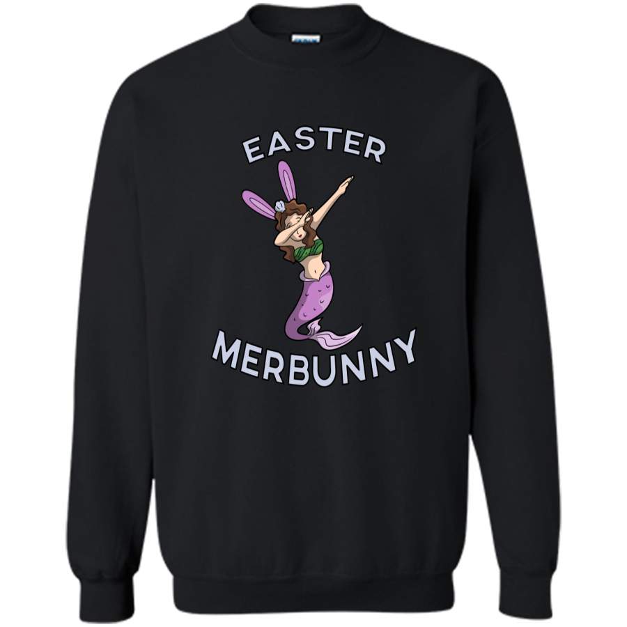 Dabbing Easter Bunny Shirt Easter Mermaid Merbunny T-shirt Printed Crewneck Pullover Sweatshirt 8 oz