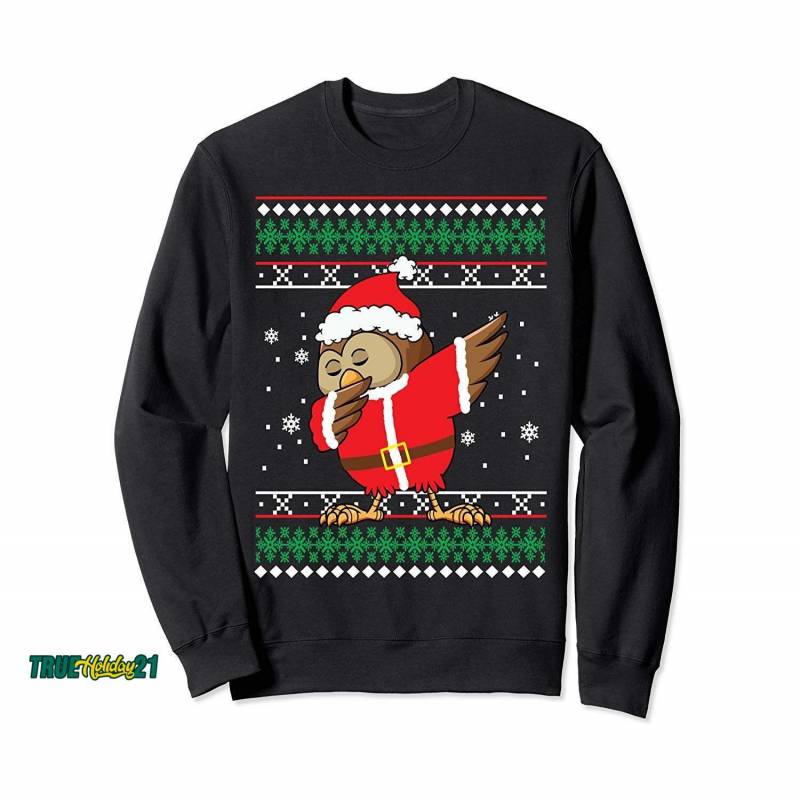 Ugly Sweater Dabbing Owl Christmas Sweatshirt