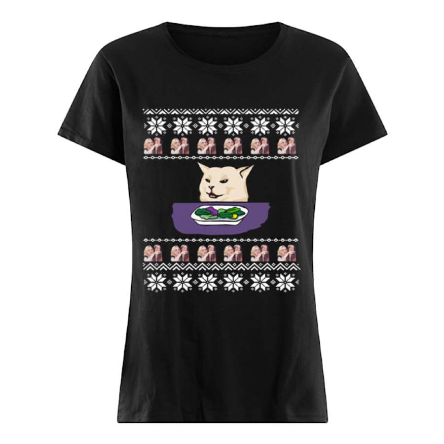 Woman Yelling Cat Meme Ugly Christmas shirt, hoodie, sweater, longsleeve and ladies t-shirt, plus size Meme shirt, Ugly Shirt, Yelling Cat meme shirt