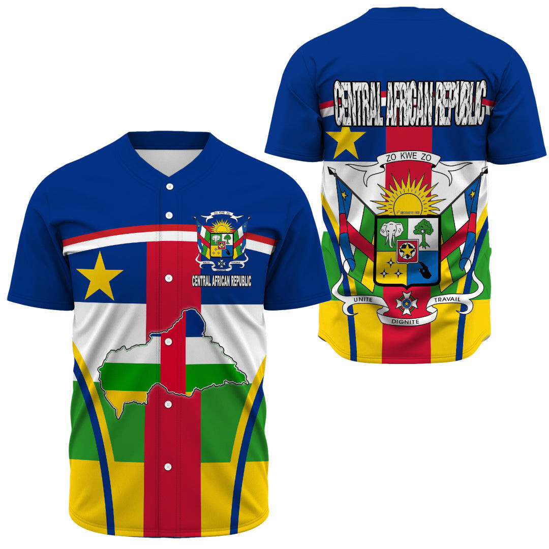 1Sttheworld Clothing – Central African Republic Active Flag Baseball Jersey A35