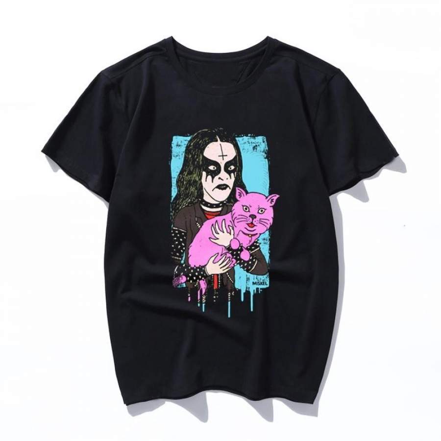 metal head pink cat 3d T Shirt Hipster Short Sleeve Tee Tops men’s Shirts Homme tops Vintage Hip Hop Summer t-shirt