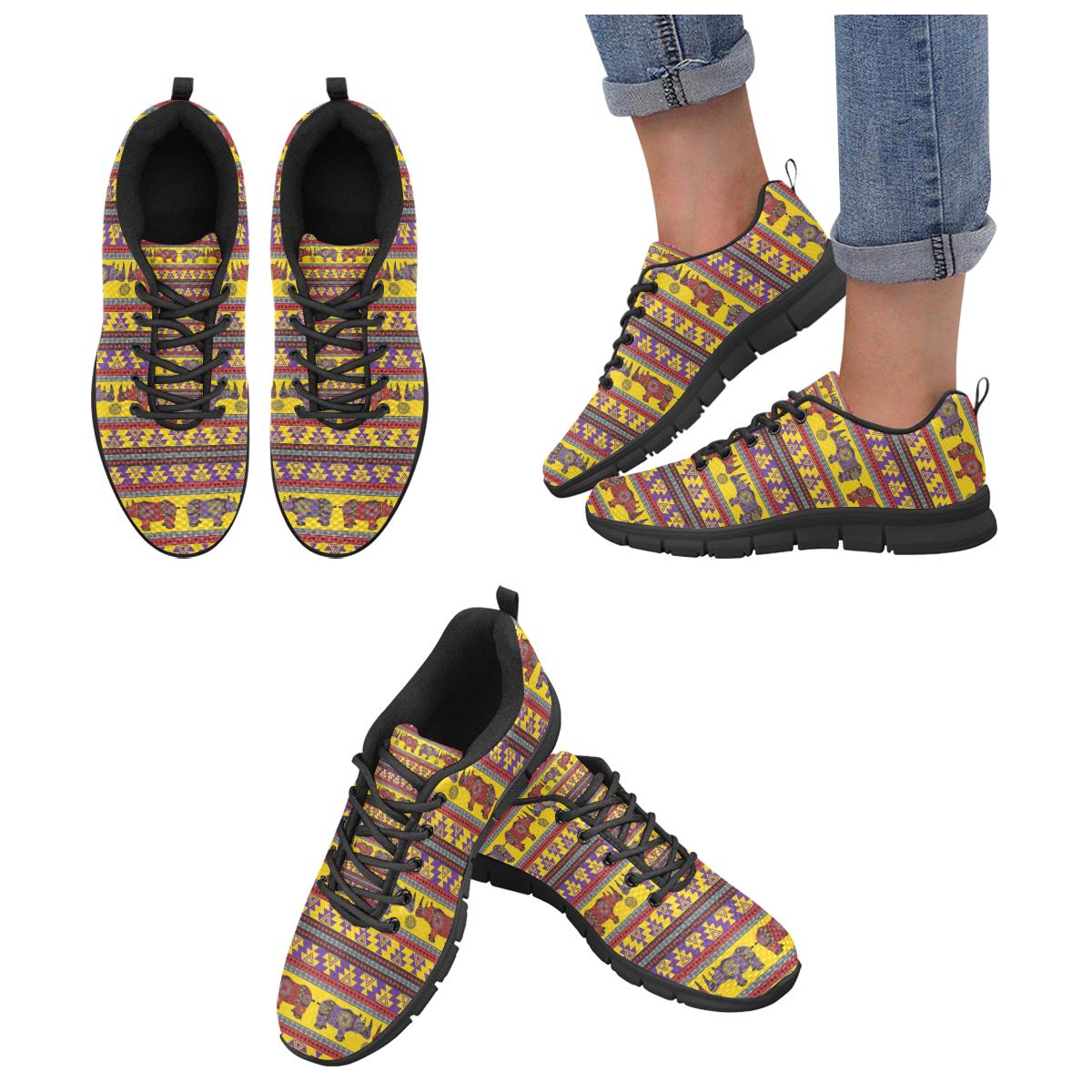 Rhino African Afro Dashiki Adinkra Kente Ethnic Mo Women’s Sneakers Black