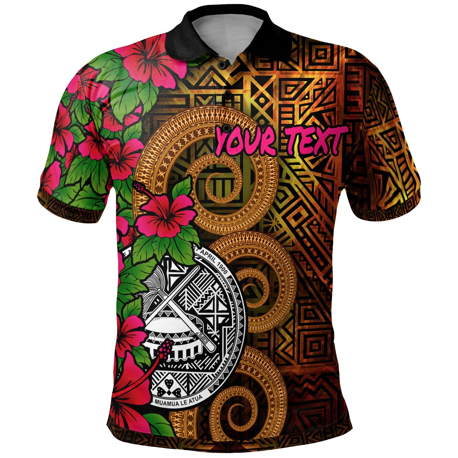 American Samoa Polynesian Custom Personalised Polo Shirt – Hibiscus Vintage – BN12