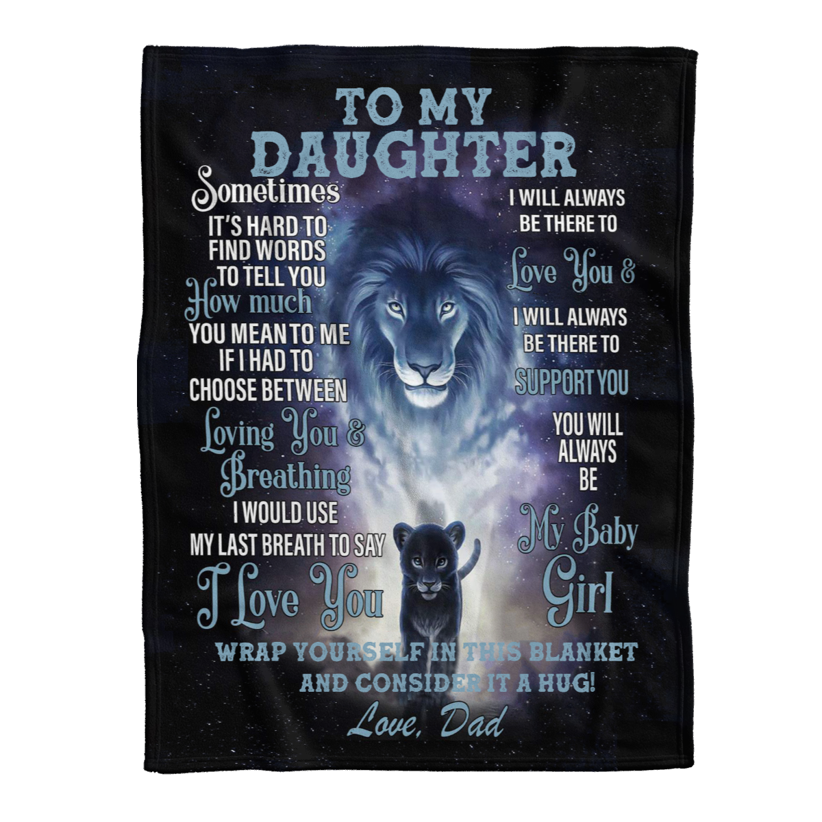 To My Daughter Lion Dad Fleece Blanket Gift For Daughter From Dad To Daughter Home Decor Bedding Couch Sofa Soft And Comfy Cozy