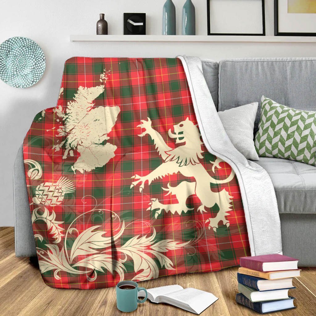 Tartan Blanket Macphee Modern Tartan Scotland Lion Thistle Map Plaid Blanket