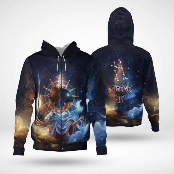 Black Gemini Girl All Over Apparel For Black Queen Gemini All Over Print 3D Unisex Zip Up Hoodie Us Size