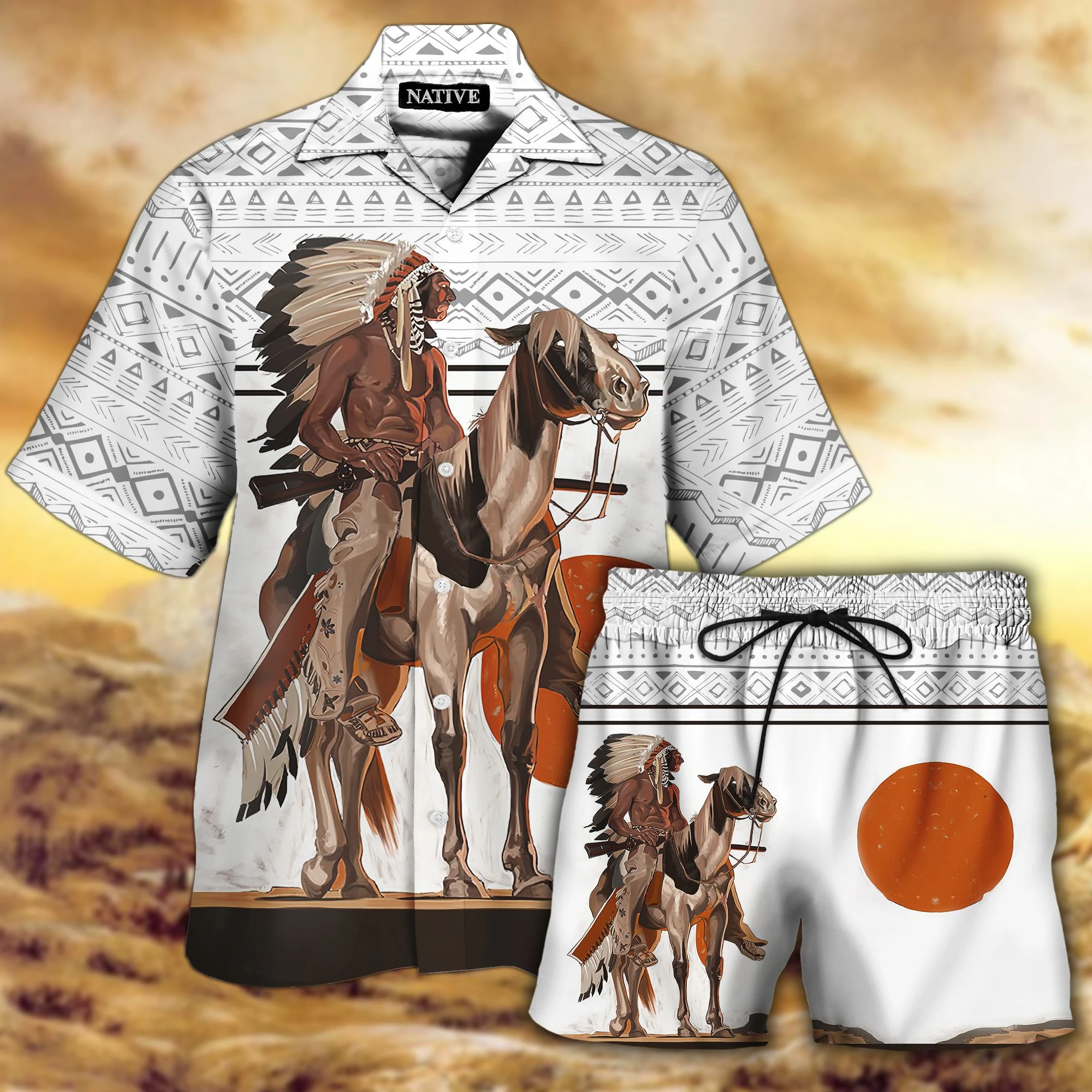 Native American Aloha Hawaiian Shirt Set | Unisex | Hs1039