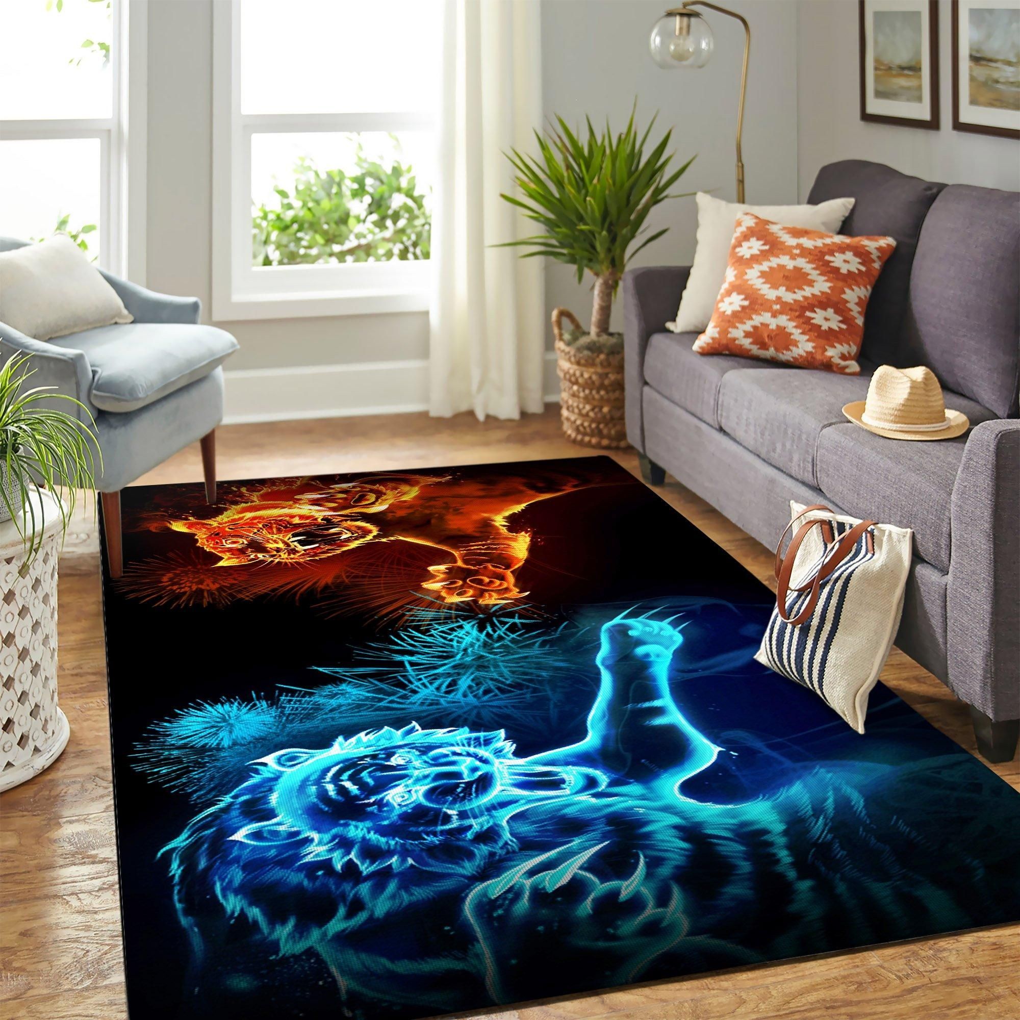 Tiger Fire And Ice Area Rug Geeky Carpet – home decor – Bedroom Living Room decor