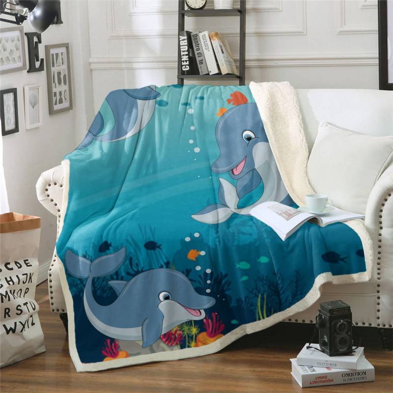 Dolphin CLH2312143F Sherpa Fleece Blanket