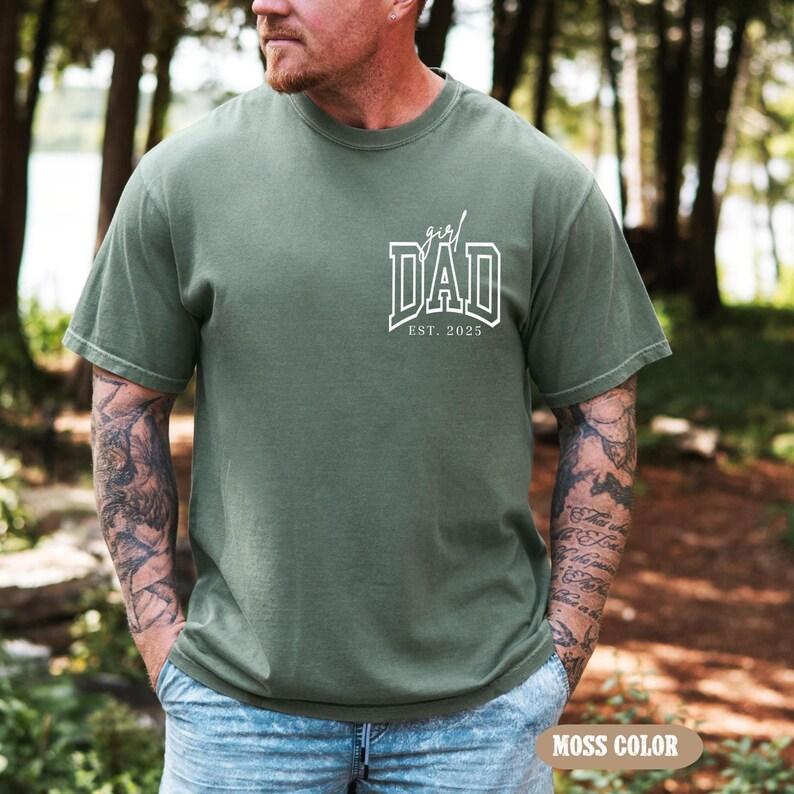 Comfort Colors Dad Est Year Shirt, Fathers Day Gifts, Dad of Girls Tee, Birthday Gift for Daddy, Matching Dad & Daughter, For Man