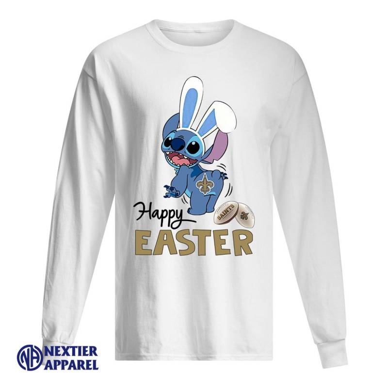 Stitch New Orleans Saints Happy Easter Shirt Men’s Long Sleeved T-Shirt