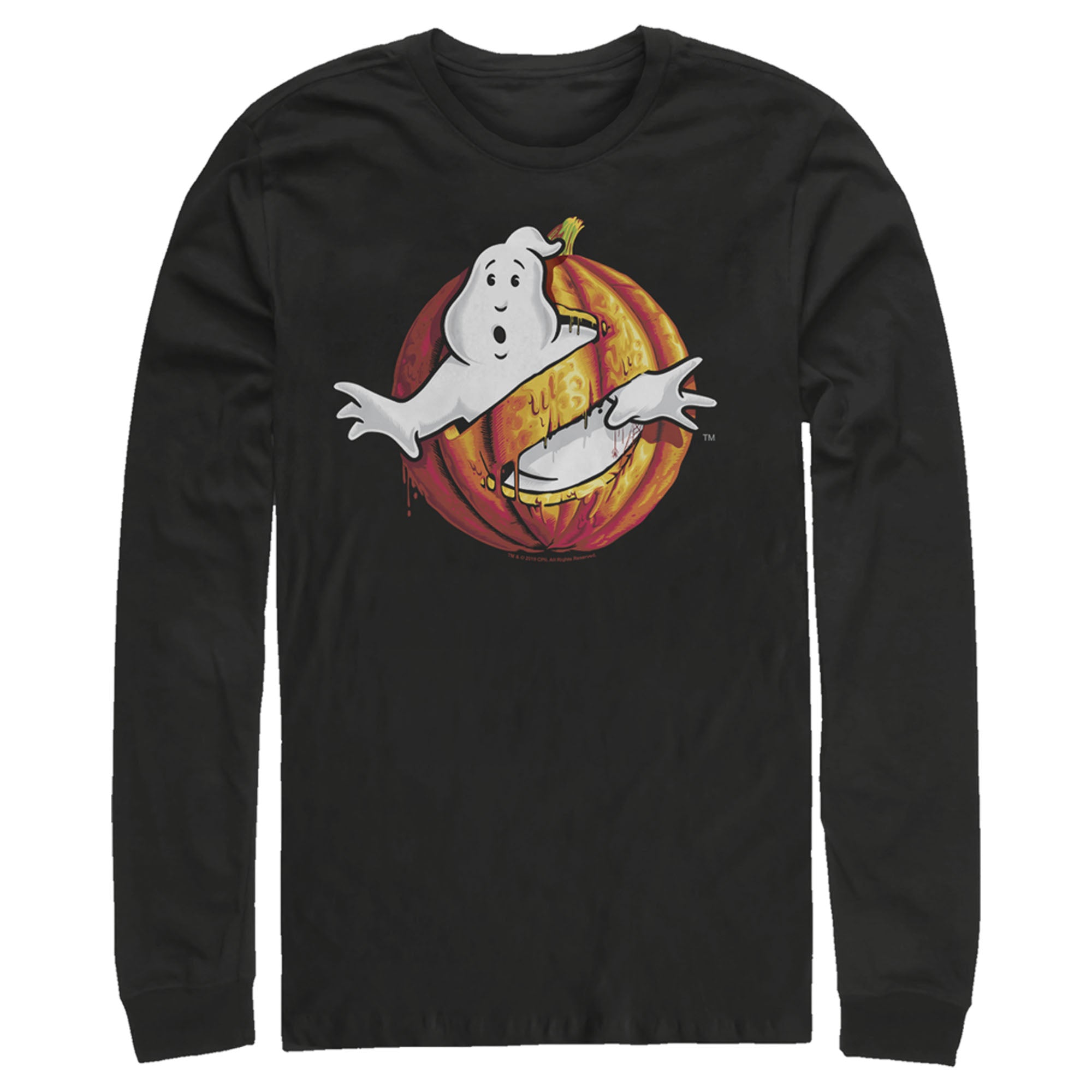 Ghostbusters Men’S Halloween Pumpkin Logo  Long Sleeve Shirt