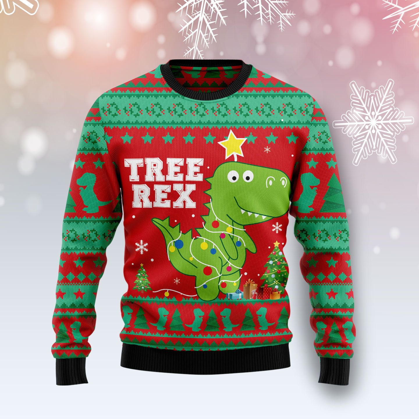 T Rex Tree Christmas Ugly Christmas Sweater | For Men & Women | Adult | Us4450