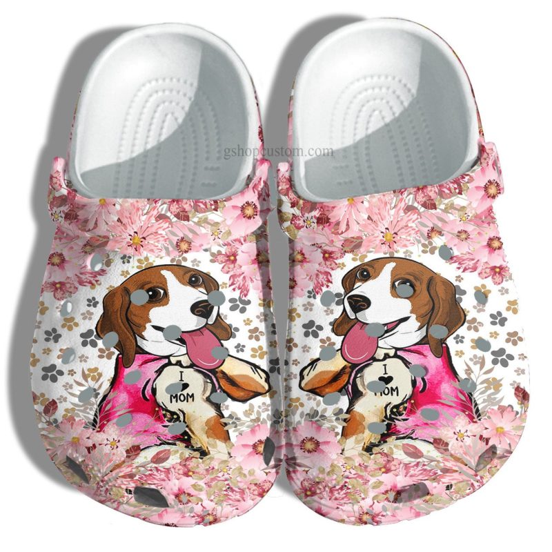 Beagle Dog Tattoo Love Mom Shoes – Beagle Dogmom Shoes Croc Clogs