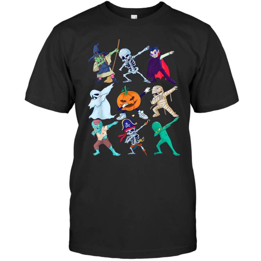 Dabbing Halloween Skeleton Monsters Boys Girls Kids Gift T Shirt