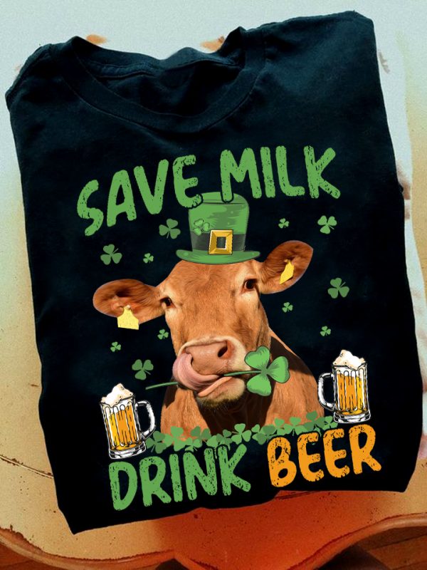 Drink Beer Unisex T-Shirt Cow Shirts St Patrick’S Day Shirt Apparel Gifts For Men Women Ht