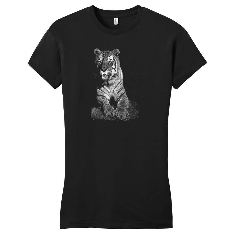 Tiger on Black – Women’s Fitted T-Shirt