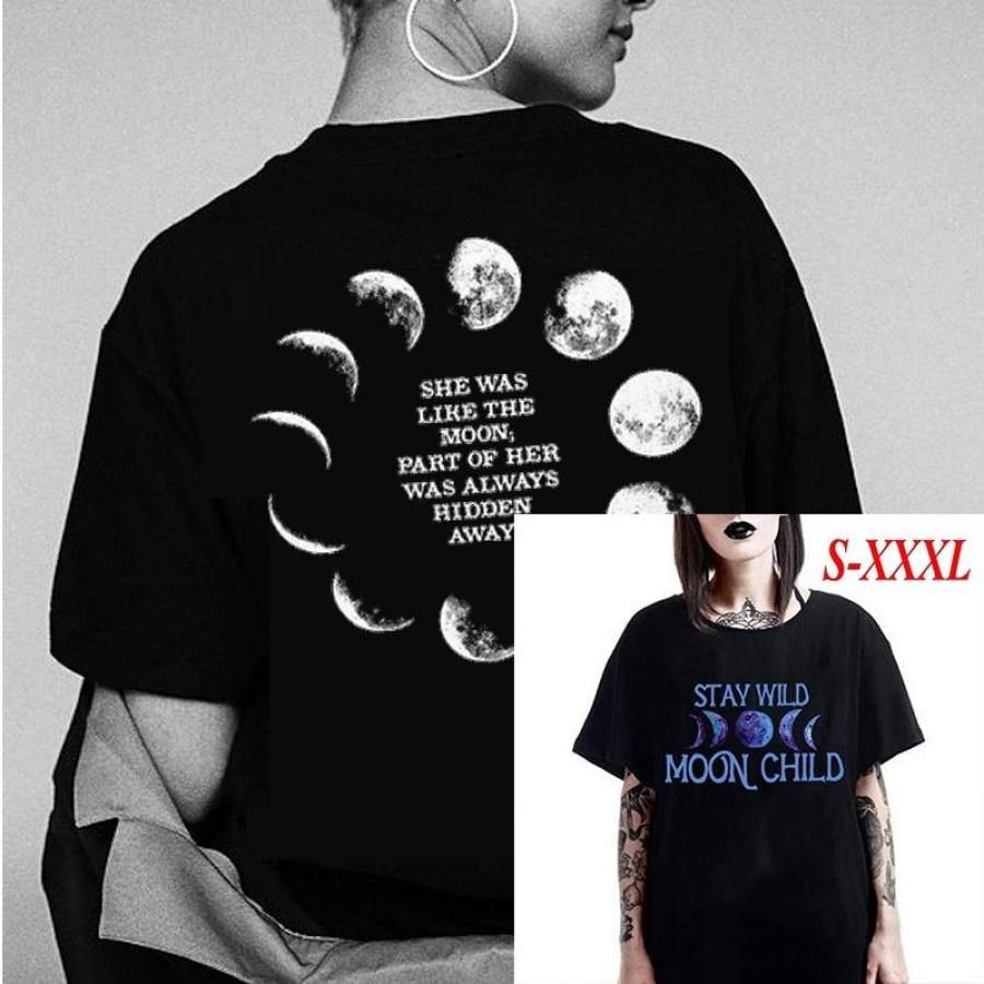 Black Aesthetic T Shirt Moon Gothic T Shirt Graphic Tees