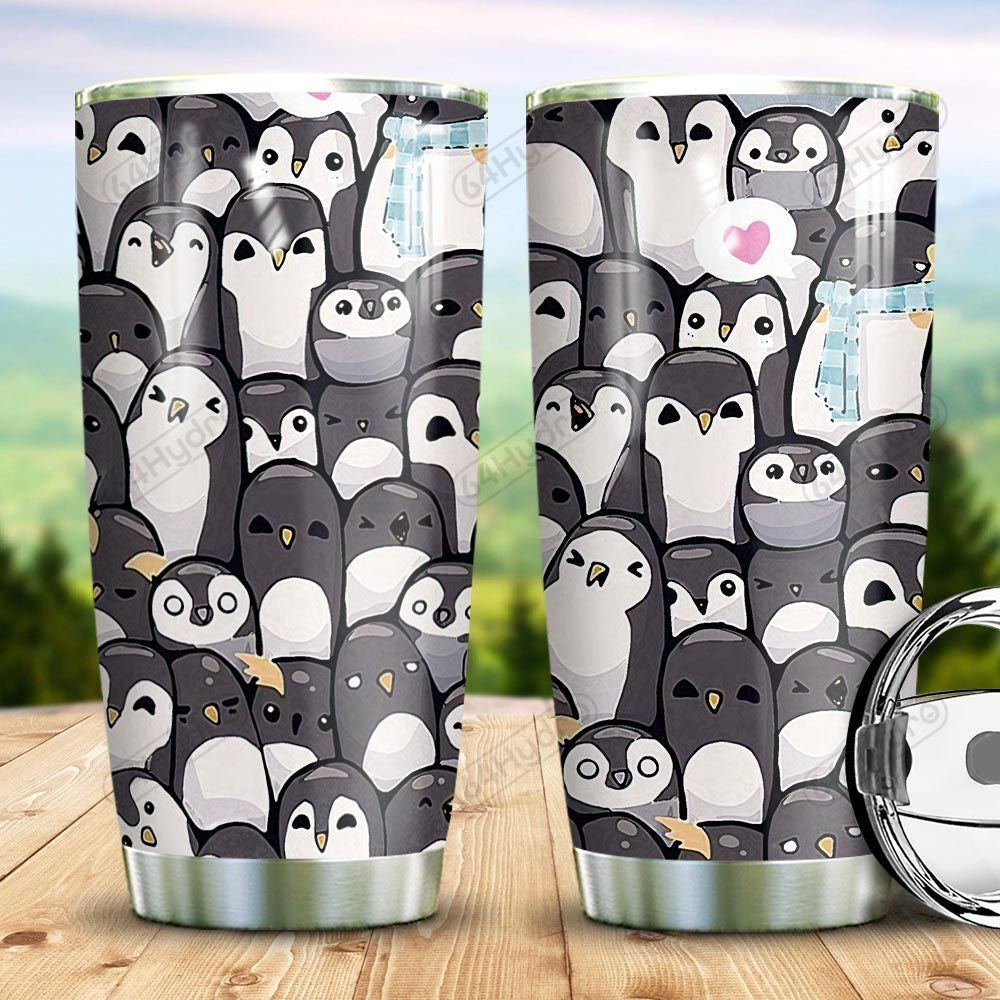 Full Of Penguin Stainless Steel Personalized Stainless Steel Tumbler Customize Name, Text, Number Dmckj