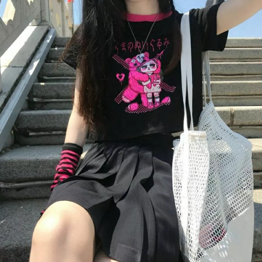 90S E-Girl T-Shirt Grunge Print Bear