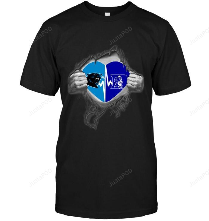 Carolina Panthers Duke Blue Devils Love Heartbeat Ripped Shirt Size Up To 5Xl