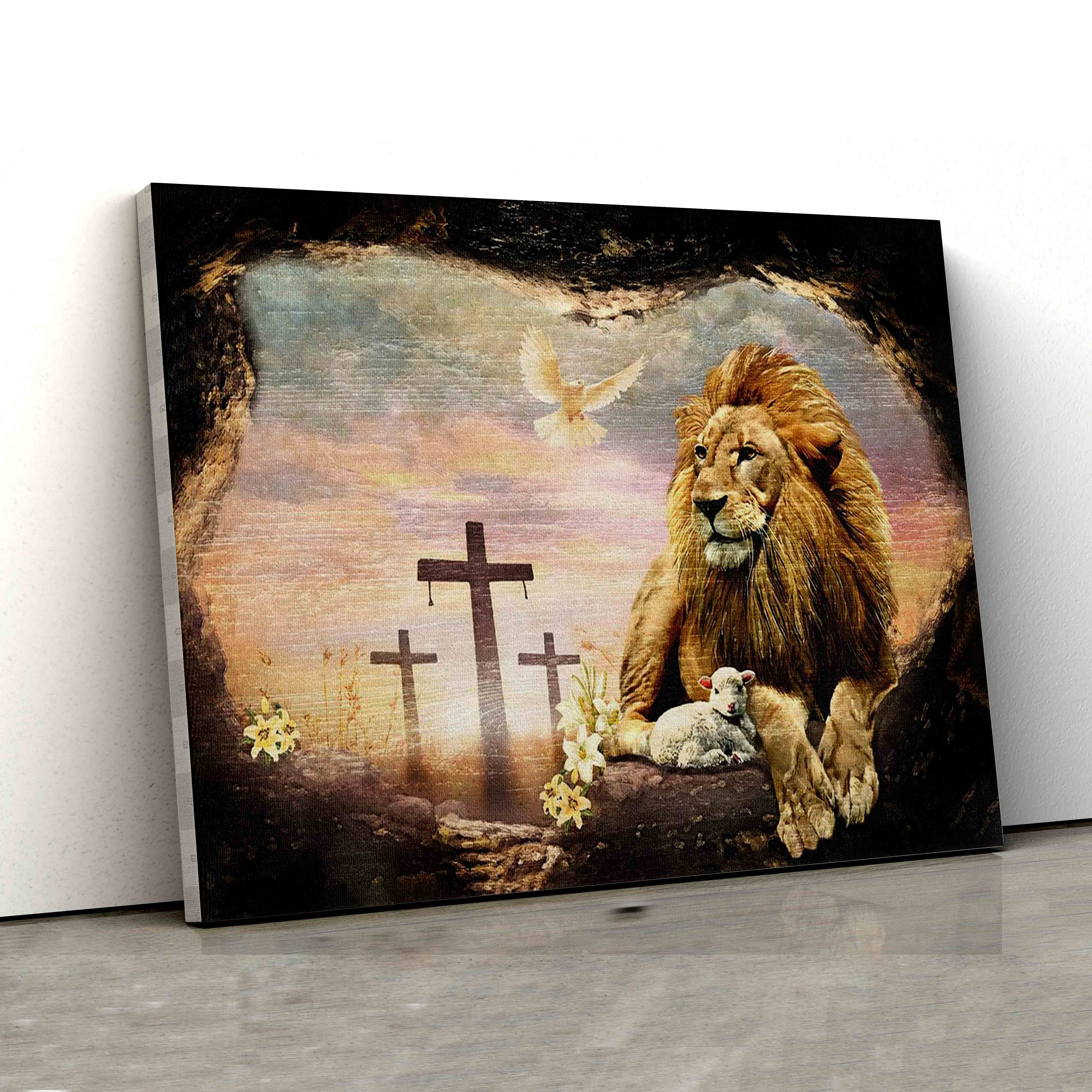 Wooden Cross Canvas, Lion Canvas, Flowers Canvas, Canvas For Gift