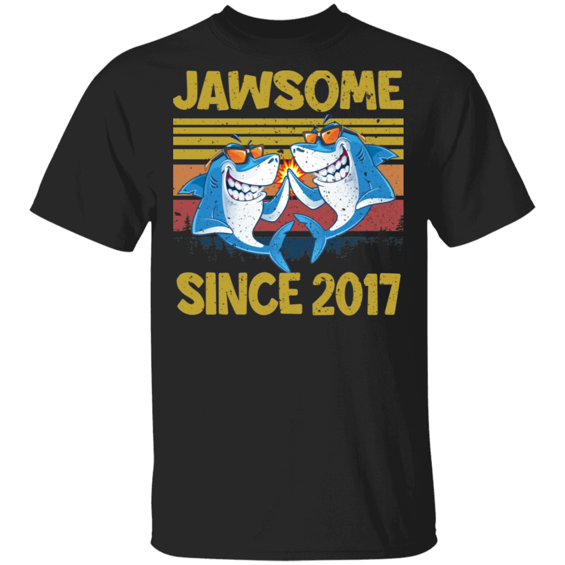 Birthday Shark Shirt Vintage Retro Jawsome Since 2017 Funny 4Th Birthday Shark Lover Gifts T-Shirt