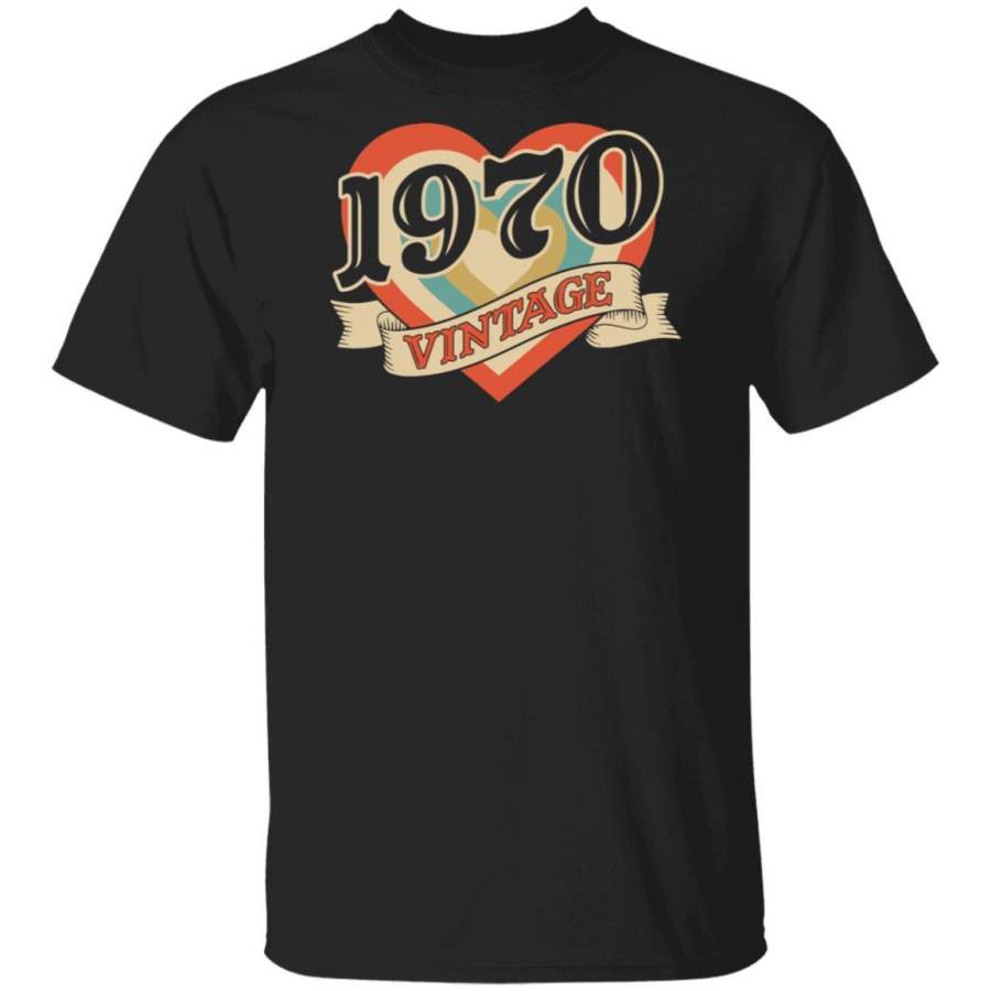 50th Birthday Gifts Classic Retro Heart Vintage 1970 T-shirt