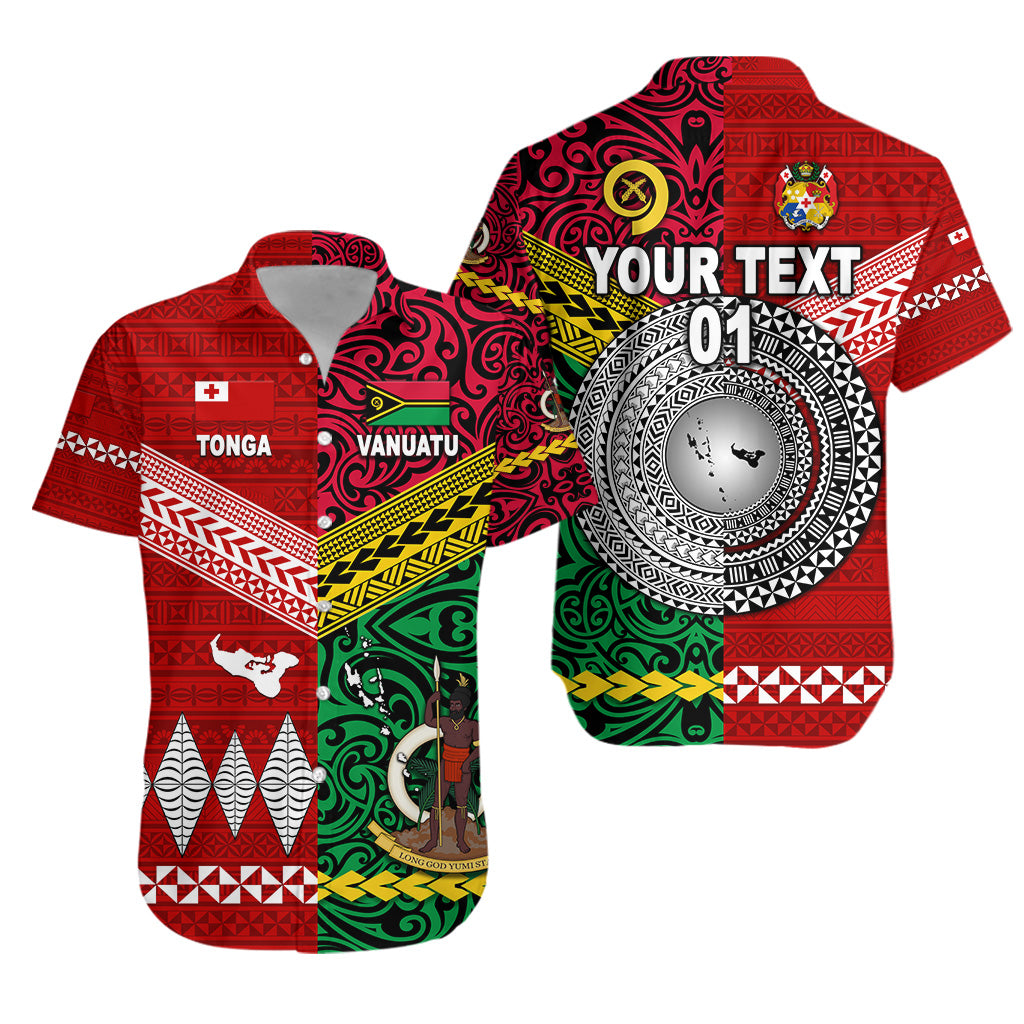 (Custom Personalised) Vanuatu And Tonga Hawaiian Shirt Polynesian Together – Bright Red, Custom Text And Number Lt8