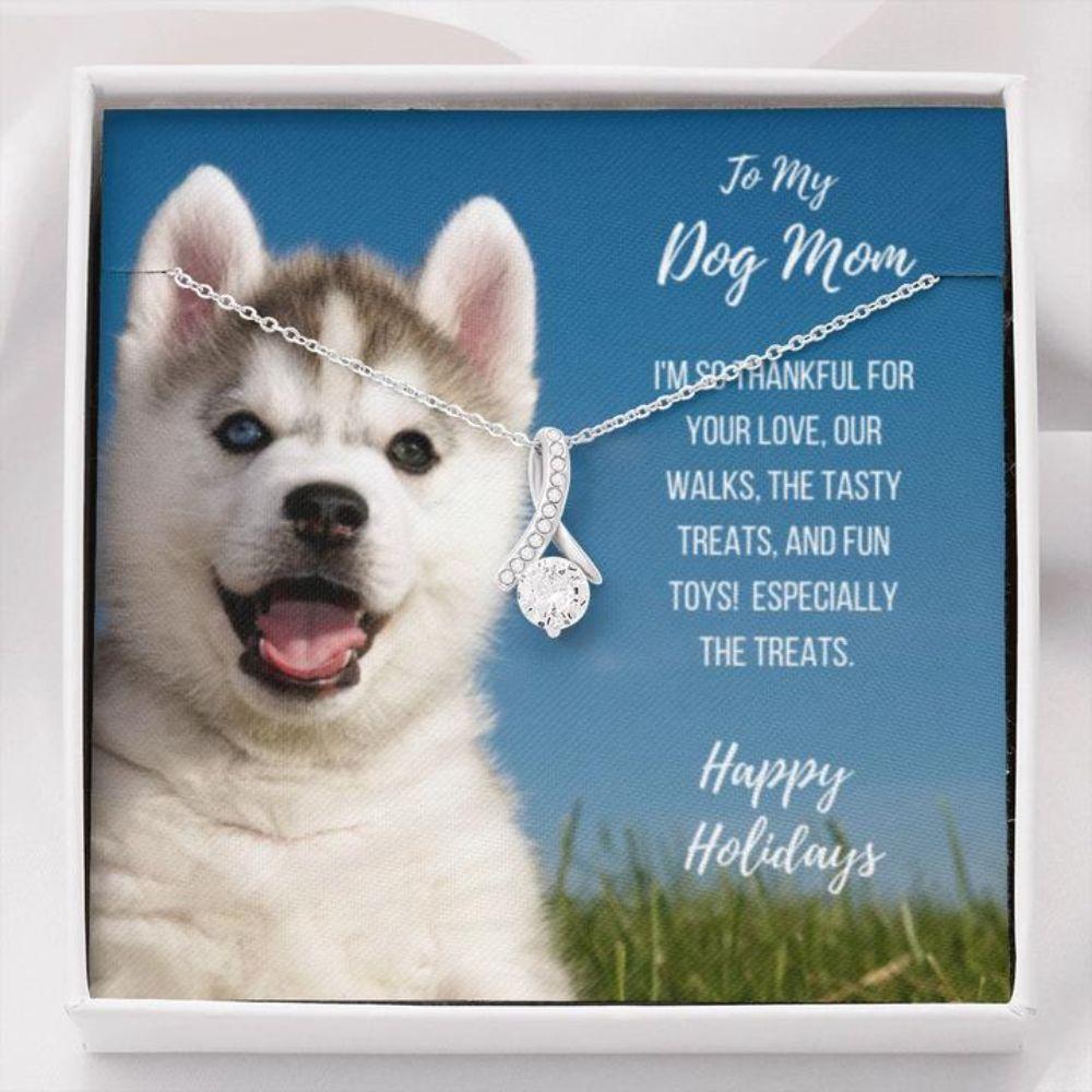 Gift For Husky Dog Mom – Mother Petite Ribbon Necklace 0921