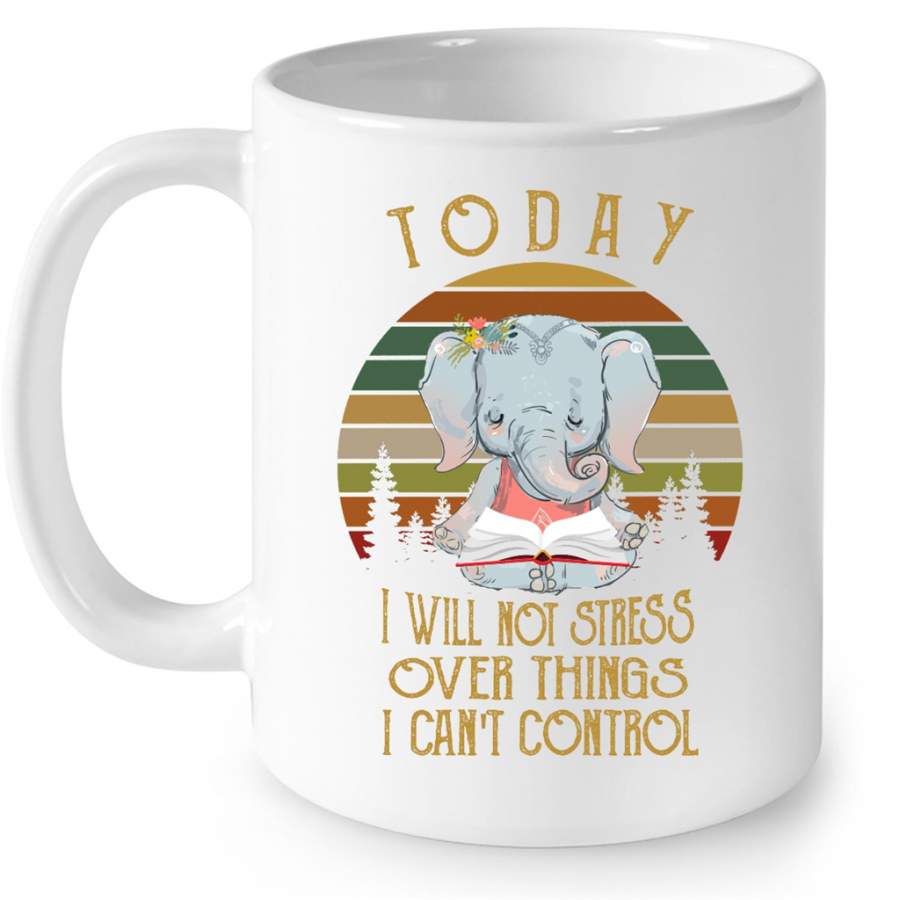 Elephant Books, Today I Will Not Stress I Can’t Control, Classic Vintage – Full-Wrap Coffee White Mug