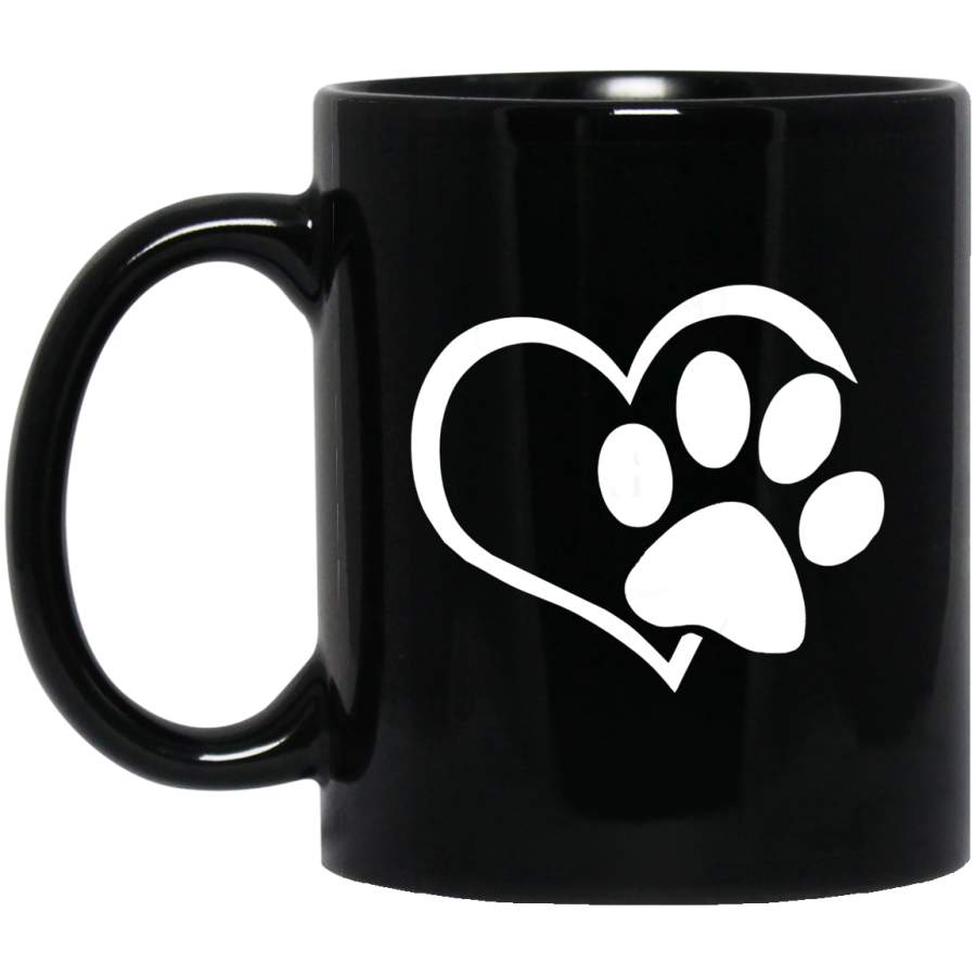 Dog Puppy – I Love Dogs Paw Print Heart Cute Women Men Coffee Mug