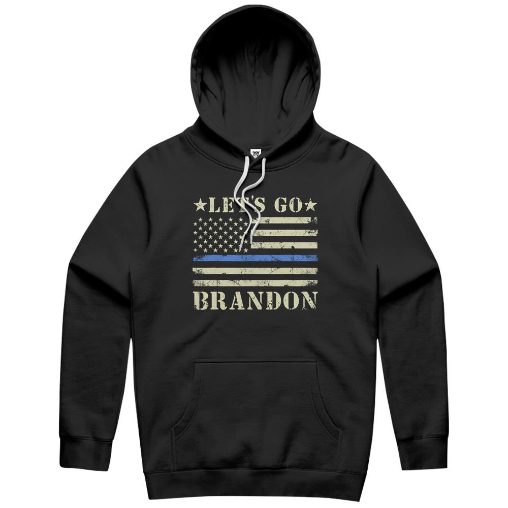 Let’S Go Brandon Lets Go Brandon Thin Blue Line Us Flag Hoodie