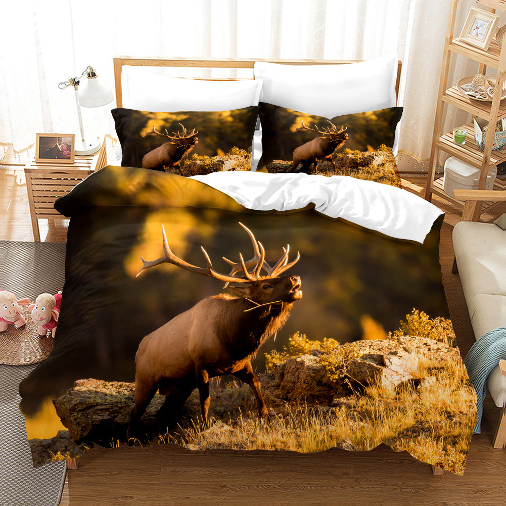 3D Forest Animal Elk Quilt Cover Set Bedding Set Duvet Cover Pillowcases 98