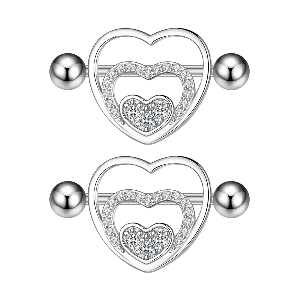 2PCS Snake Rabbit Heart Nipple Piercings Women Nipple Rings Cover Barbell Breast Shield Crystal Steel 14G Body Piercing Jewelry alx