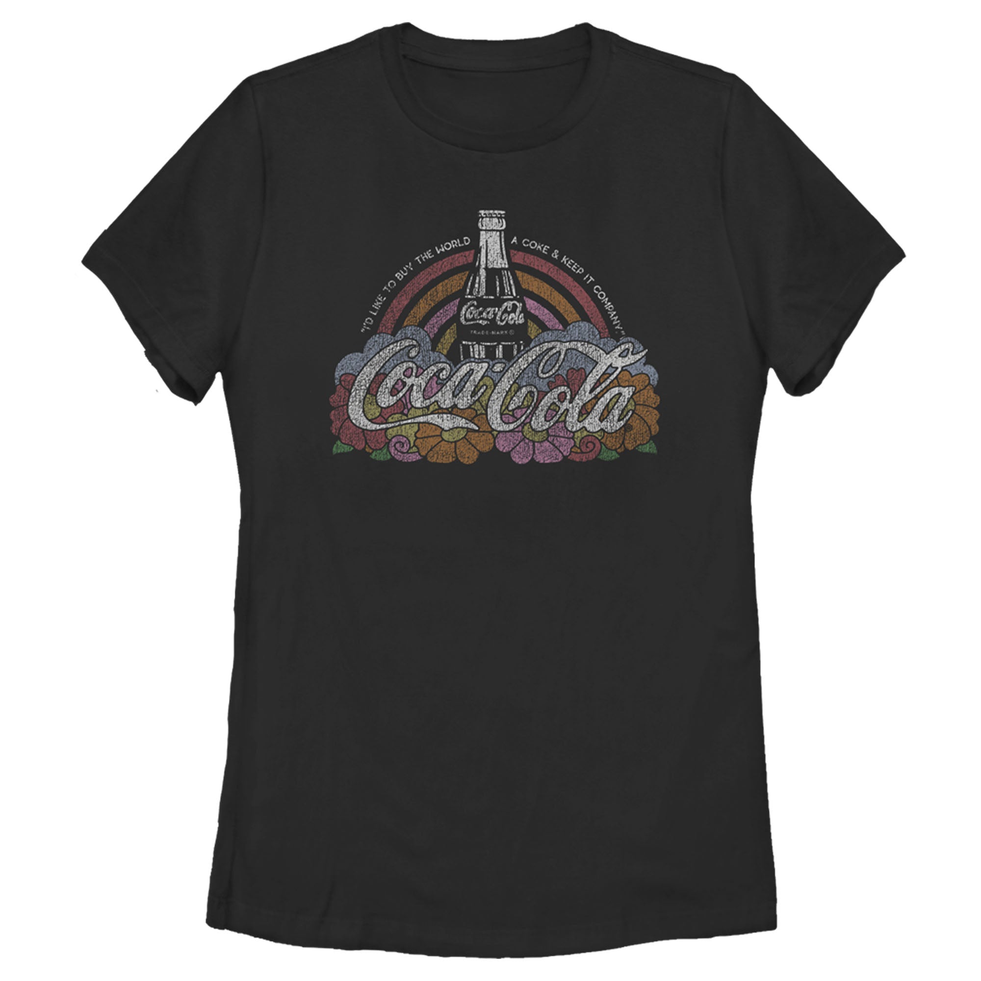 Coca Cola Women’S Unity Distressed Rainbow Logo  T-Shirt