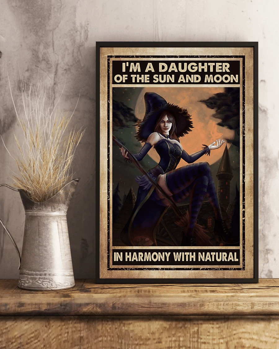 Witch Girl Poster Canvas – Im A Daughter Of The Sun And Moon Vintage Home Decor Wall Art Evg81489