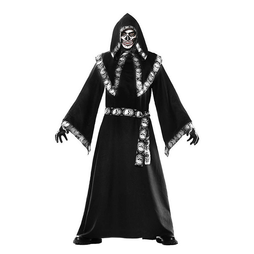 Wizard Witch Costume Reaper Halloween Costume for Women Adult Monk Priest Witch Cosplay Dress Skeleton Zombie Purim alx