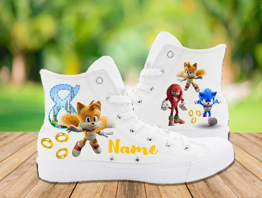 Sonic The Hedgehog Tails Birthday Party Personalized High Tops Sneaker Shoes – Sth0034