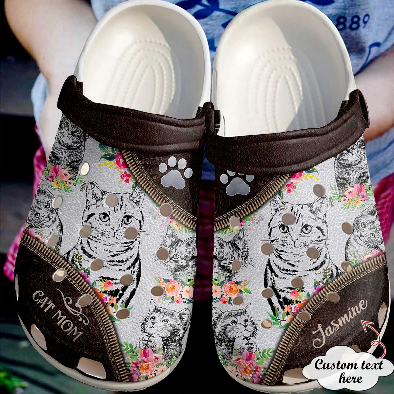 Cat Personalized Clog, Custom Name, Text Cat Mom, Fashion Style For Women, Men, Kid, Print 3D