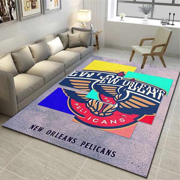 New Orleans Pelicans Logo Area Rug, Basketball Team Living Room Carpet, Fan Cave Floor Mat