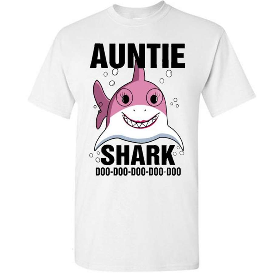 Auntie Shark Doo Doo Doo Doo Doo Doo (w) – Gildan Short Sleeve Shirt