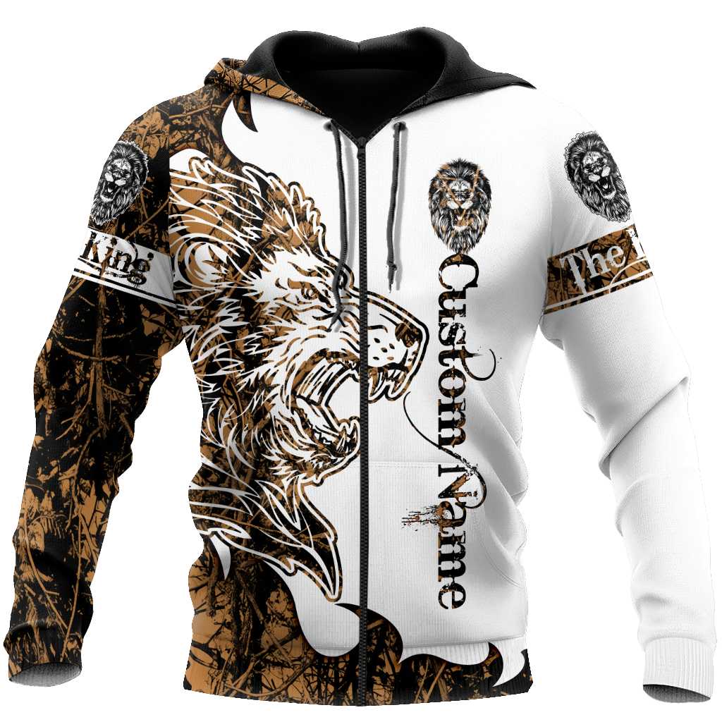 Custom Name The King Lion Tattoo Over Printed Hoodie