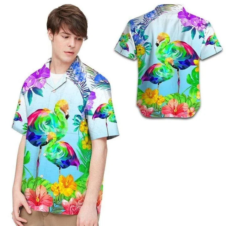 Beach Shirt Hawaiian Lgbt Flamingo Tropical Aloha Pride Month Clothing Ha33056