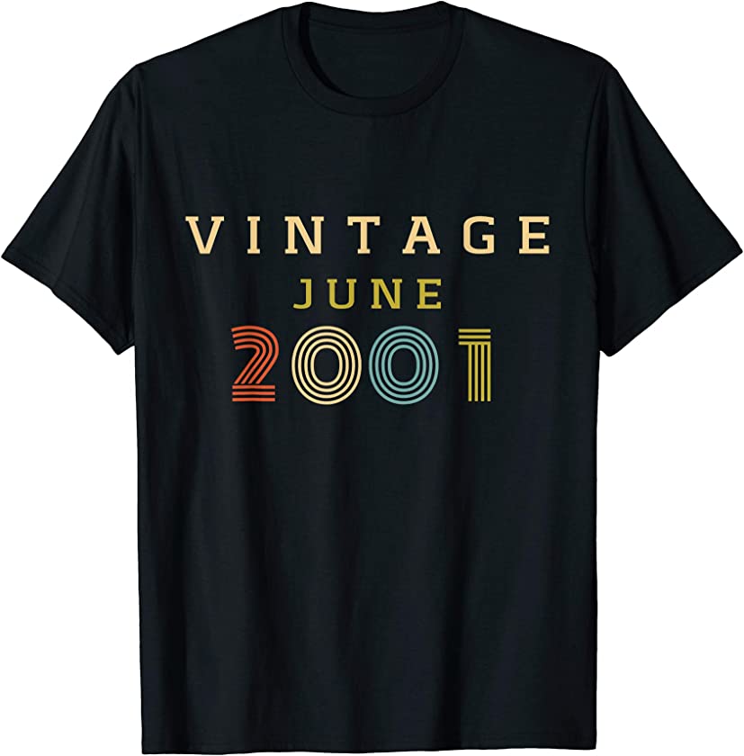 19 Year Old Birthday Gift Vintage 2001 June T-Shirt