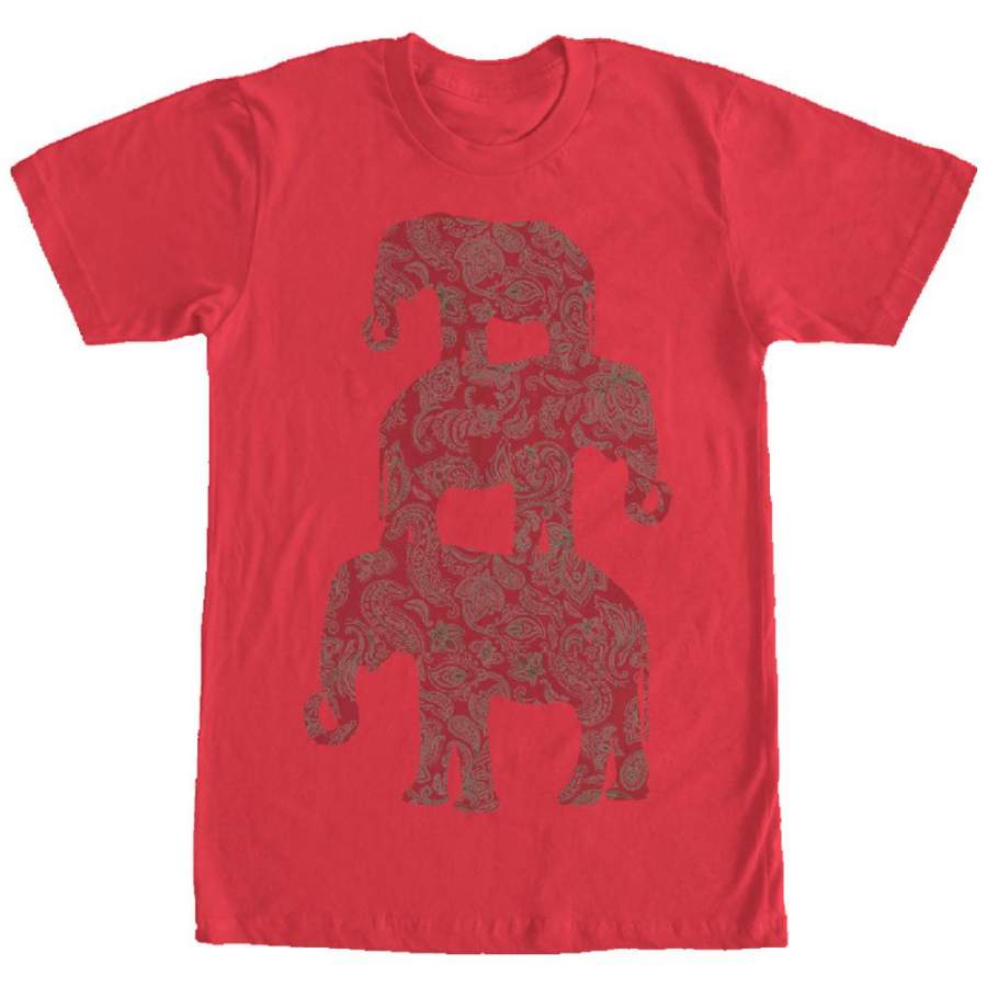 Lost Gods Men’s Three Elephant Pyramid  T Shirt Red