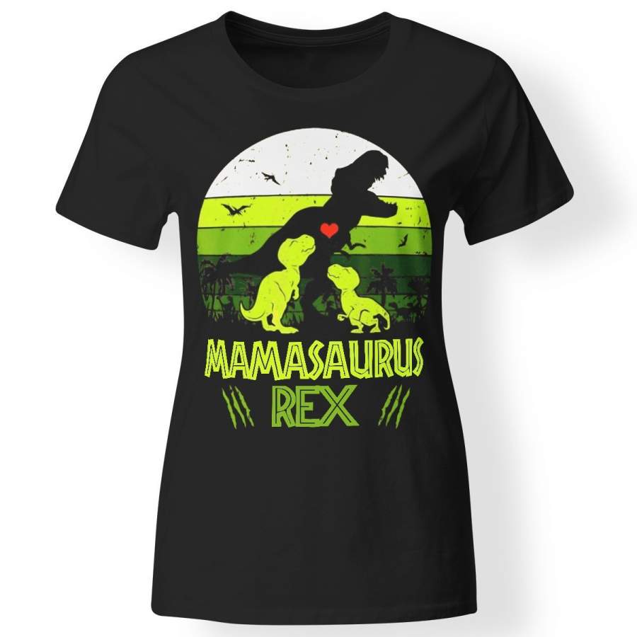 Vintage retro 2 kids mamasaurus dinosaur lover t-shirt