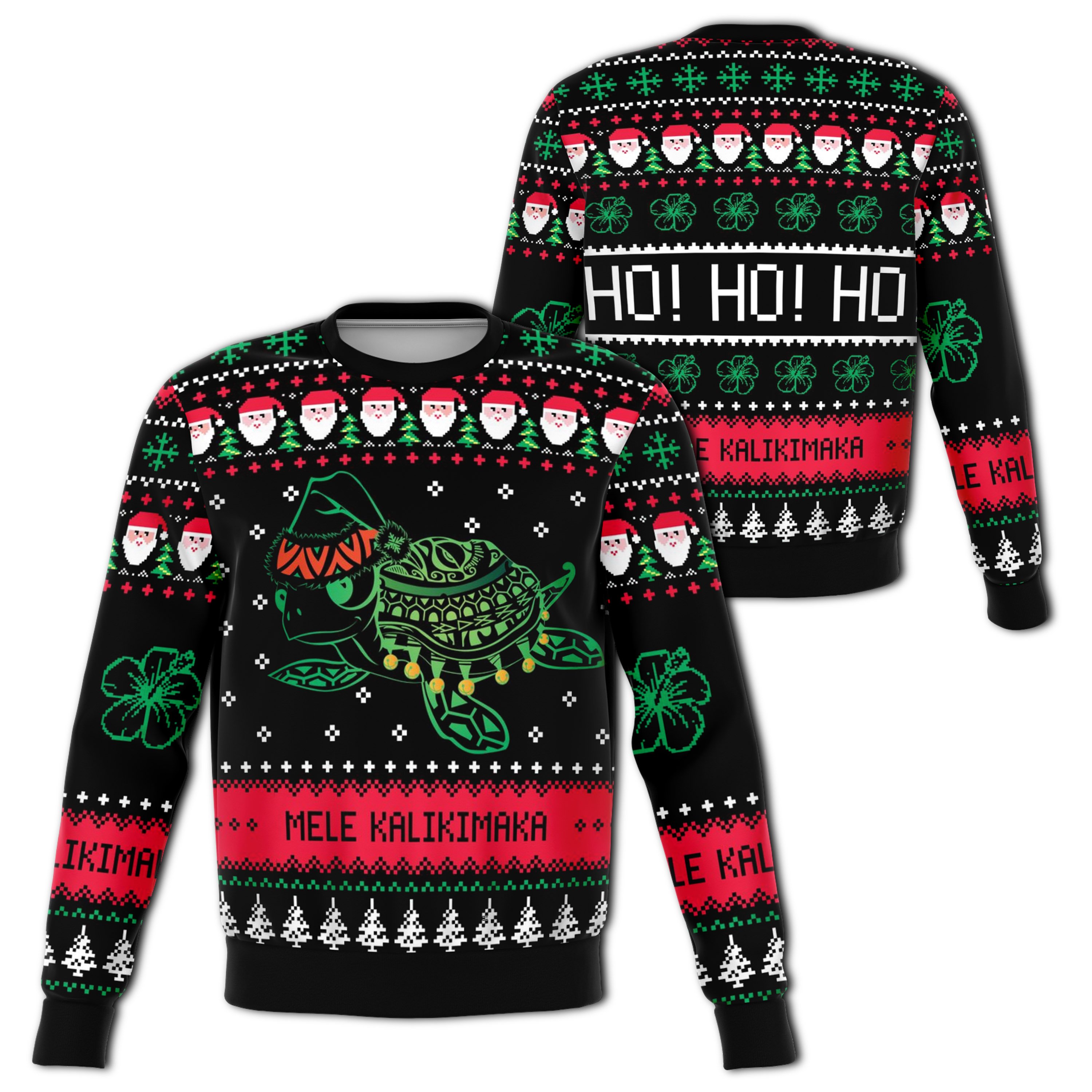 Turtle Santa Hat Ugly Christmas Sweater | For Men & Women | Adult | Us5391