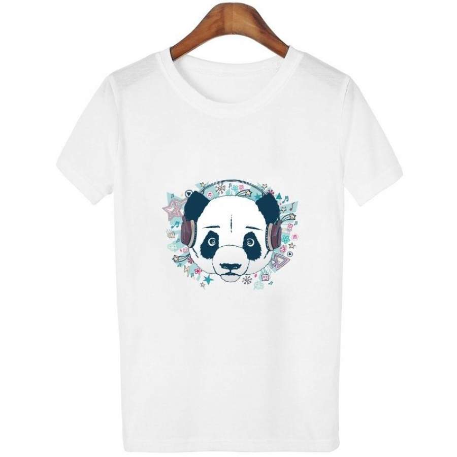 2017 Women’S New Fashion Cute Dj Panda Printed T-Shirt Summer Cool Design Tops Soft Short Sleeve Tee