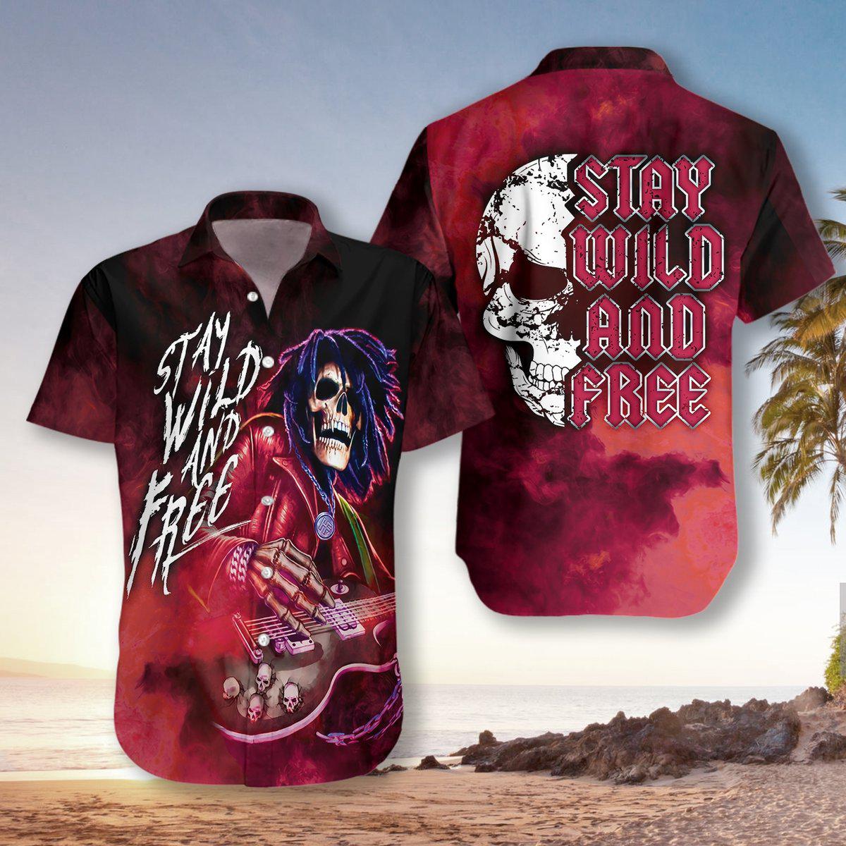 Guitar Stay Wild And Free Hawaii Shirt For Men Women Ha98091